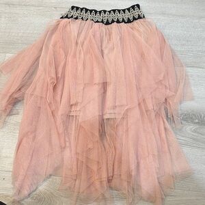 Elegant Pink Layered Tulle Skirt
